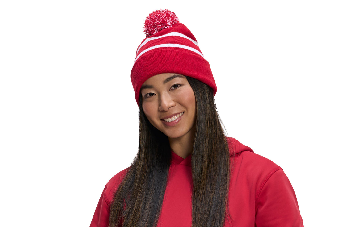H08080 - Hat Trick - Striped Knit Cuff Toque with Pom-Pom