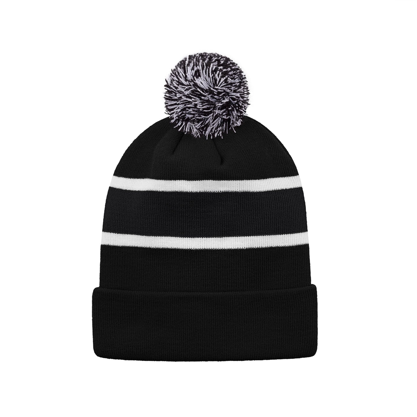 H08080 - Hat Trick - Striped Knit Cuff Toque with Pom-Pom