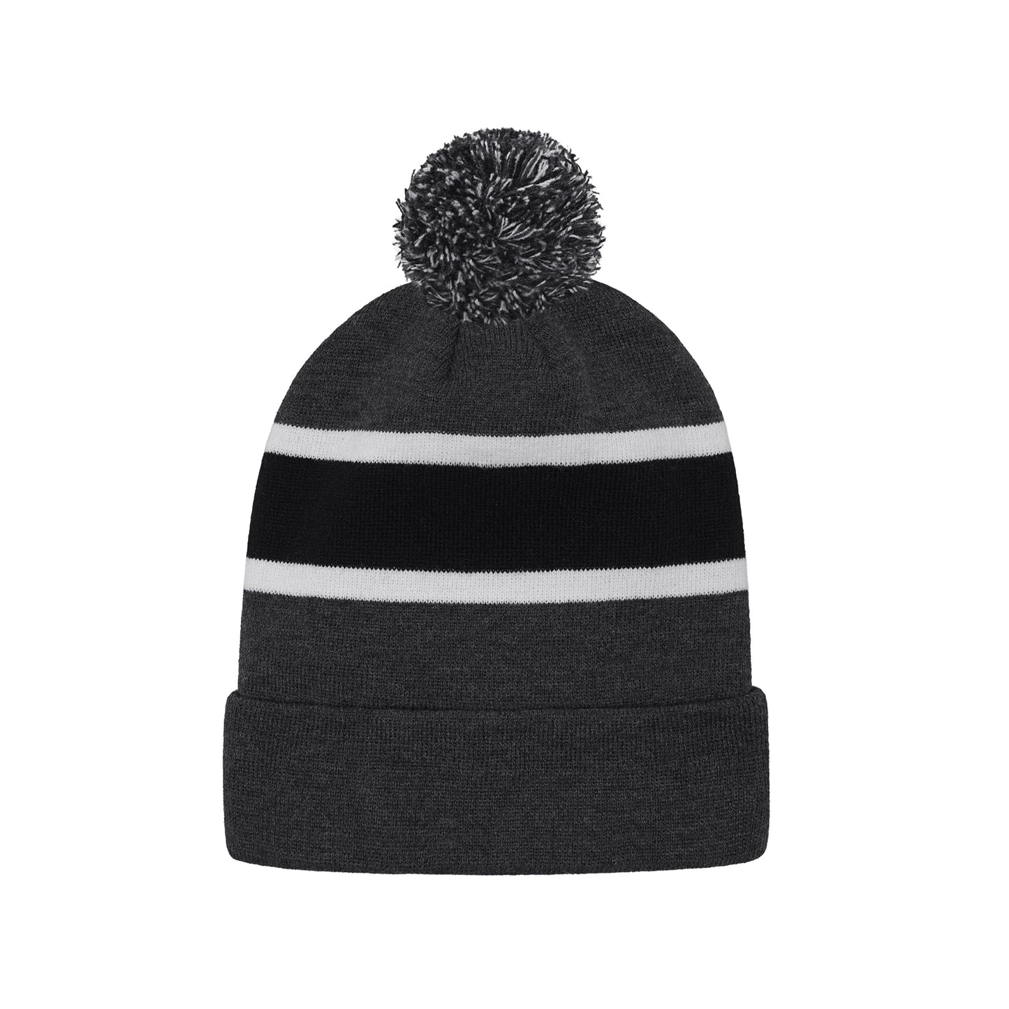 H08080 - Hat Trick - Striped Knit Cuff Toque with Pom-Pom