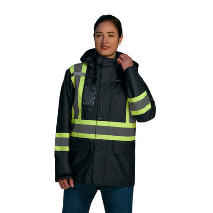 L01205 - STORM - Full Length HI-VIZ Raincoat with Detachable Hood