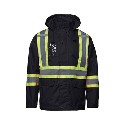 L01205 - STORM - Full Length HI-VIZ Raincoat with Detachable Hood