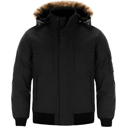 L06075 - Intense - Blouson aviateur pour homme par temps froid avec capuche amovible 