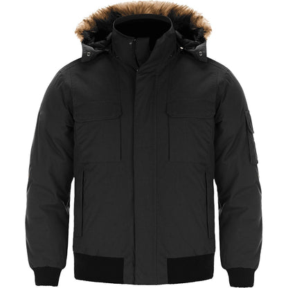 L06075 - Intense - Blouson aviateur pour homme par temps froid avec capuche amovible 