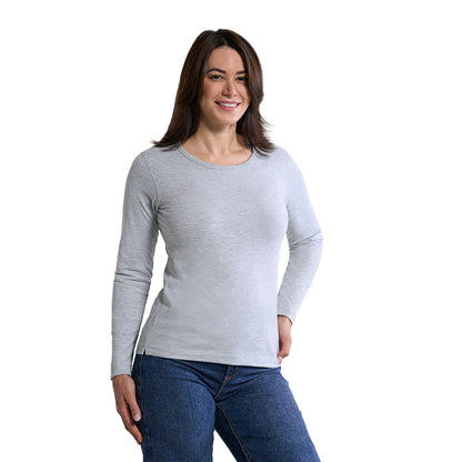 S05896 - Riverside - T-shirt à manches longues et col rond pour femme, en coton et polyester 