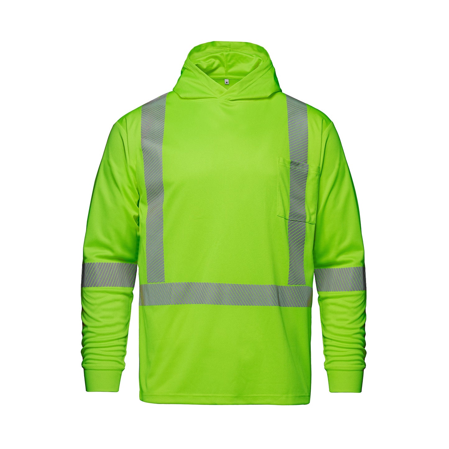 S05985 - GLOW - Long Sleeve Hi-VIS Hooded T-Shirt with Segmented Stripes