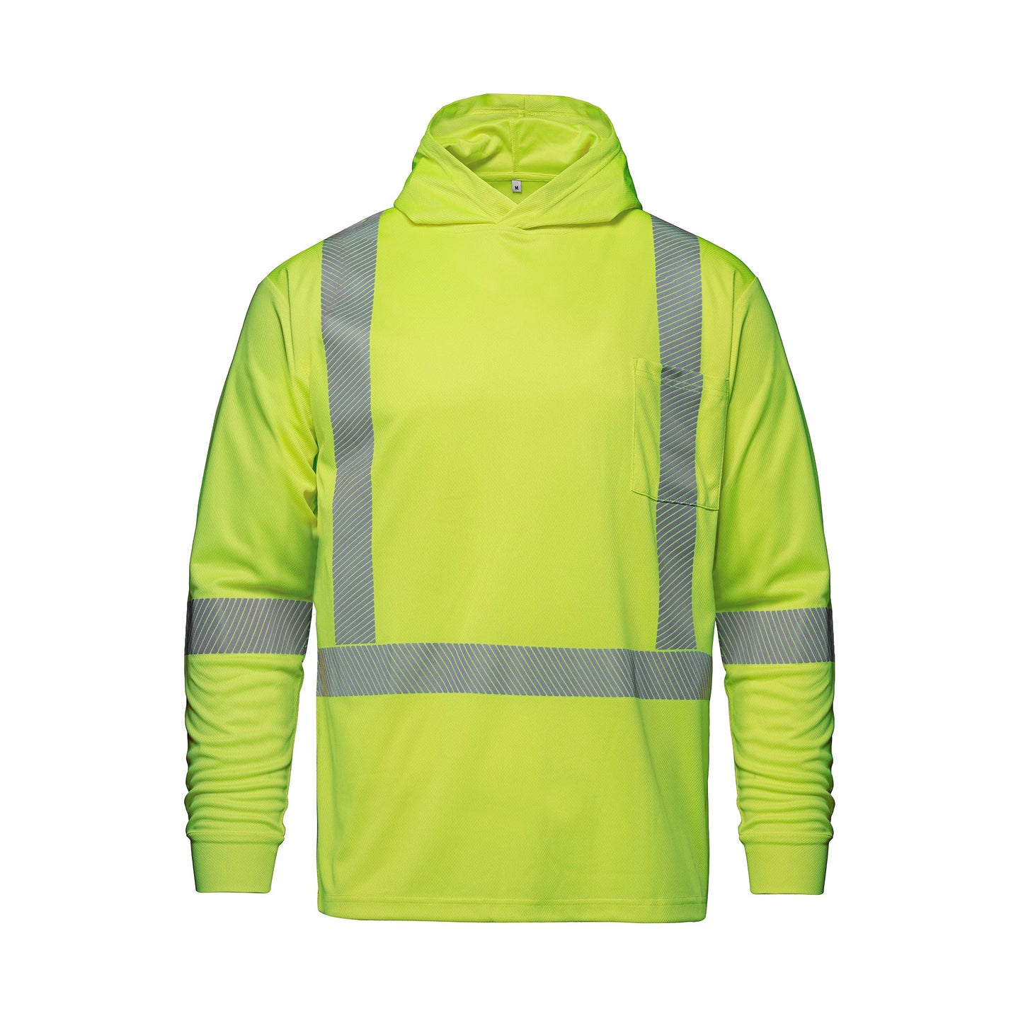 S05985 - GLOW - Long Sleeve Hi-VIS Hooded T-Shirt with Segmented Stripes