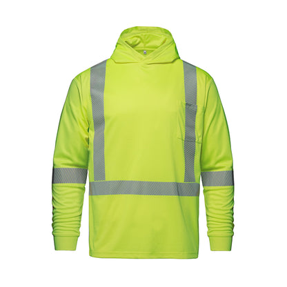 S05985 - GLOW - Long Sleeve Hi-VIS Hooded T-Shirt with Segmented Stripes